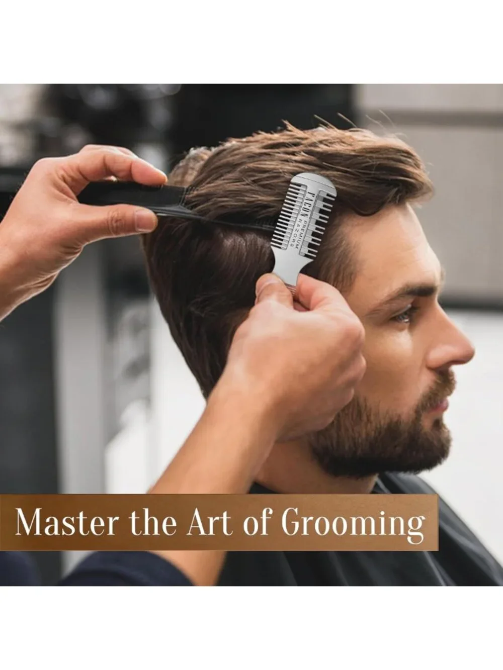 Professional Hair Cutting Razor Comb Kit - 12 Blades, Double Edge Shaper for